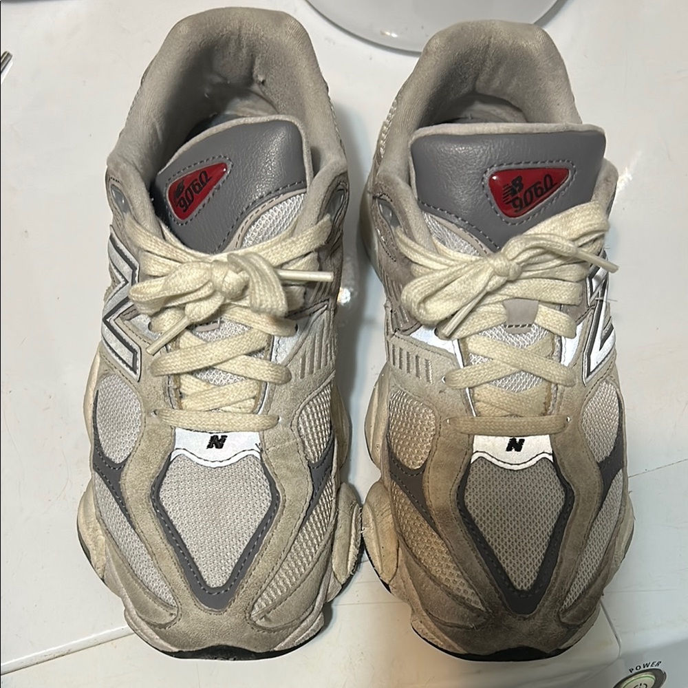 New Balance 9060 Cream and Gray Sneakers